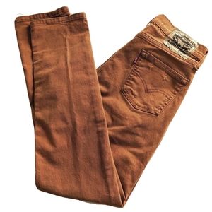 Levi's Vintage 90's Rust Burnt Orange 511 Slim Fit Jeans W30 L32 Mid-Rise